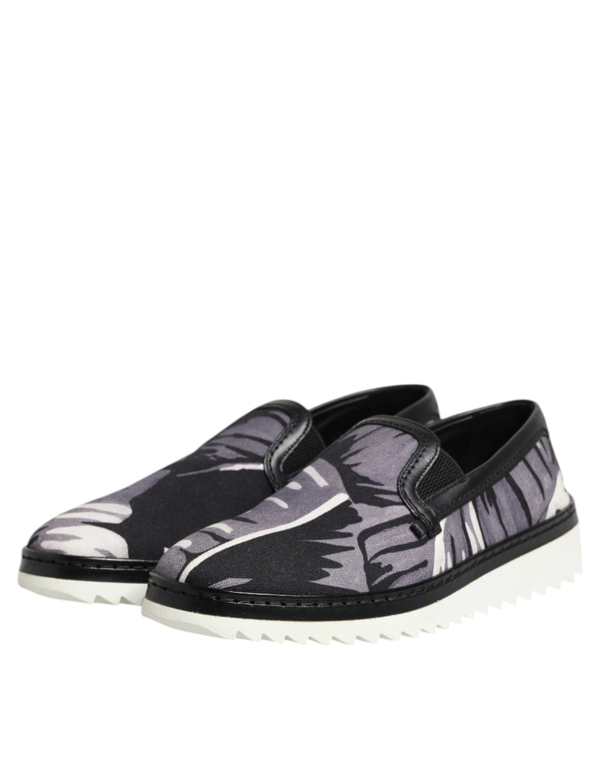 Dolce & Gabbana Black Tropical Slip-On Men's Sneakers Shoes