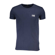 Cavalli Class blaues Baumwoll-T-Shirt für Herren mit Logo-Druck