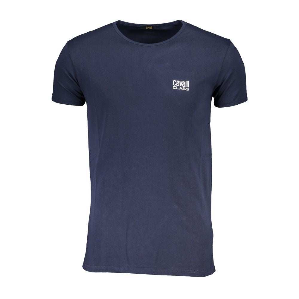 Cavalli Class blaues Baumwoll-T-Shirt für Herren mit Logo-Druck