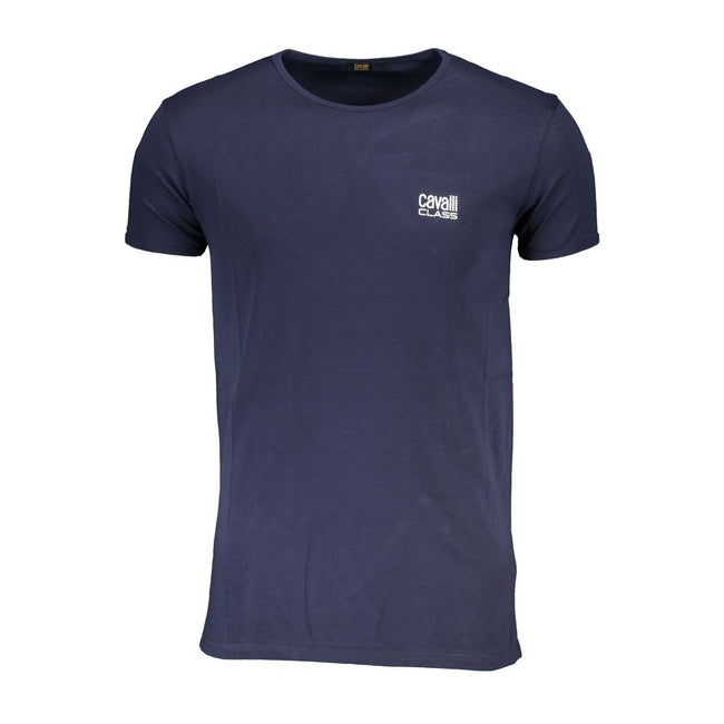 Cavalli Class Blaues Baumwoll-T-Shirt für Herren
