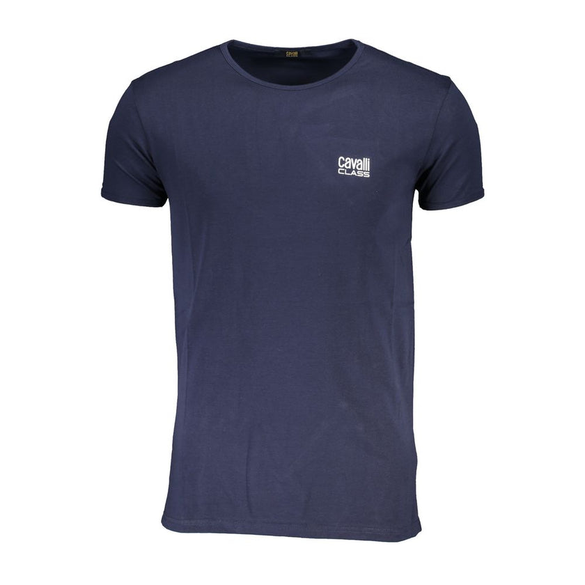 Cavalli Class Blaues Baumwoll-T-Shirt für Herren