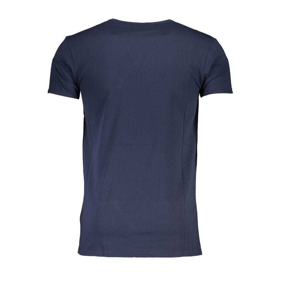 Cavalli Class blaues Baumwoll-T-Shirt für Herren mit Logo-Druck