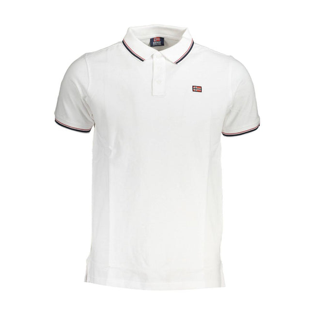 Norway 1963 Bianco Baumwoll-Herrenpoloshirt