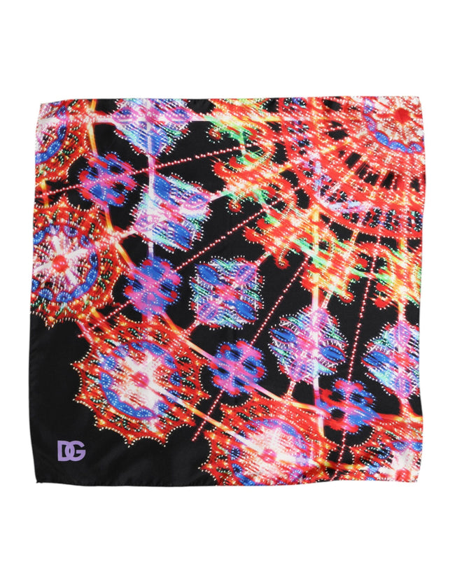 Dolce & Gabbana Schwarzer mehrfarbiger Print quadratischer Foulard-Schal