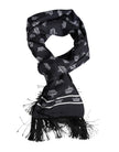 Dolce & Gabbana Schwarzer Seiden-Foulard mit Kronen-Print und Fransen für Herren