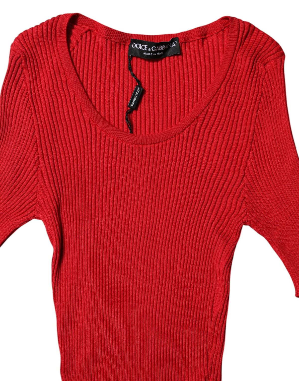 Dolce & Gabbana Red Round Neck Short Sleeve Sweater Top
