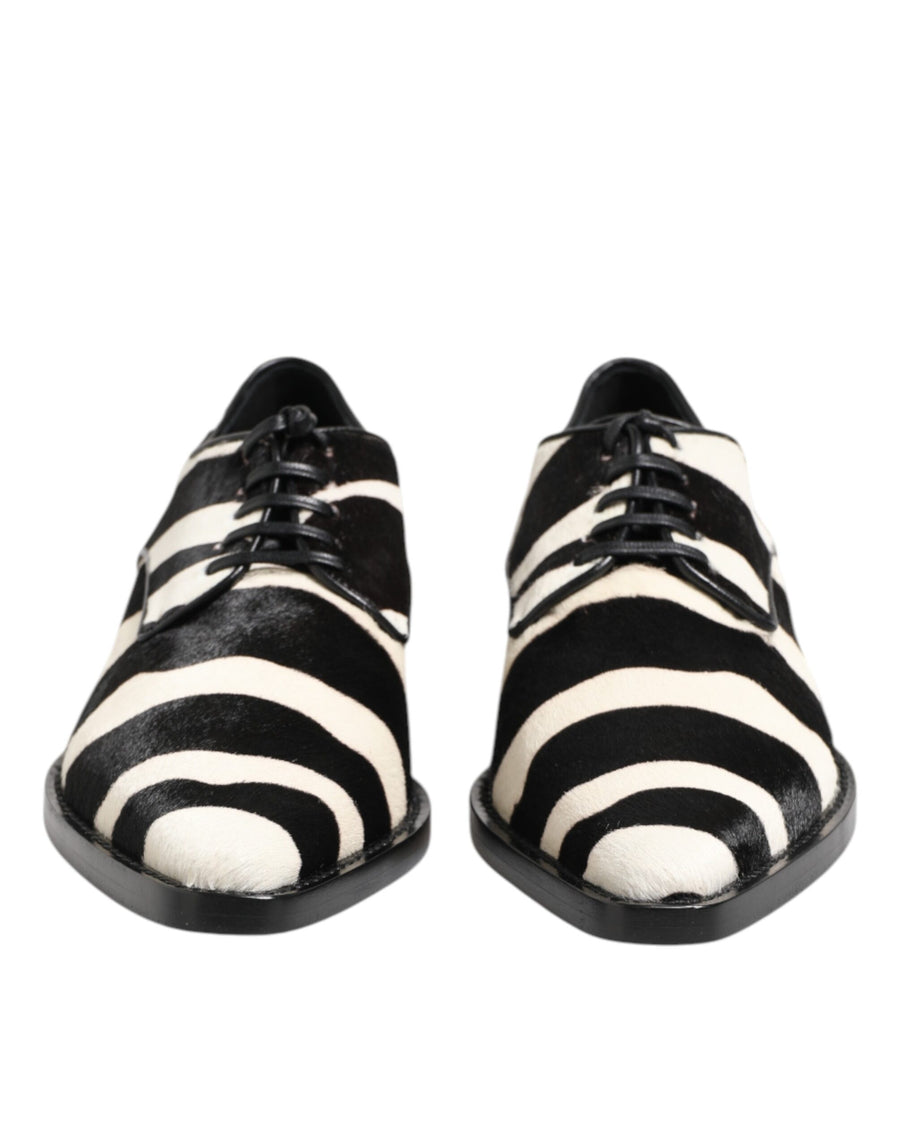Dolce & Gabbana Black White Zebra Pony Hair Dress Shoes
