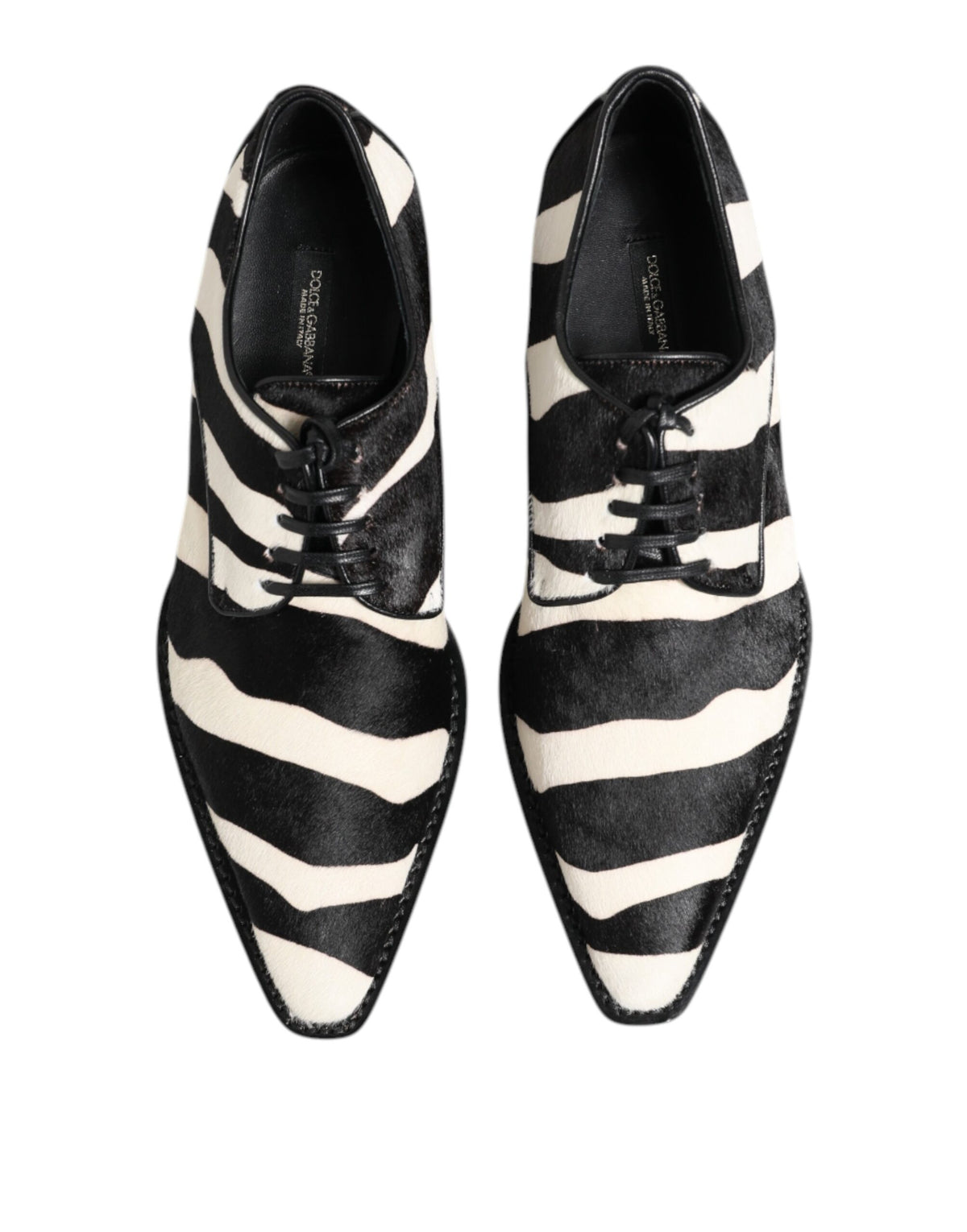 Dolce & Gabbana Black White Zebra Pony Hair Dress Shoes