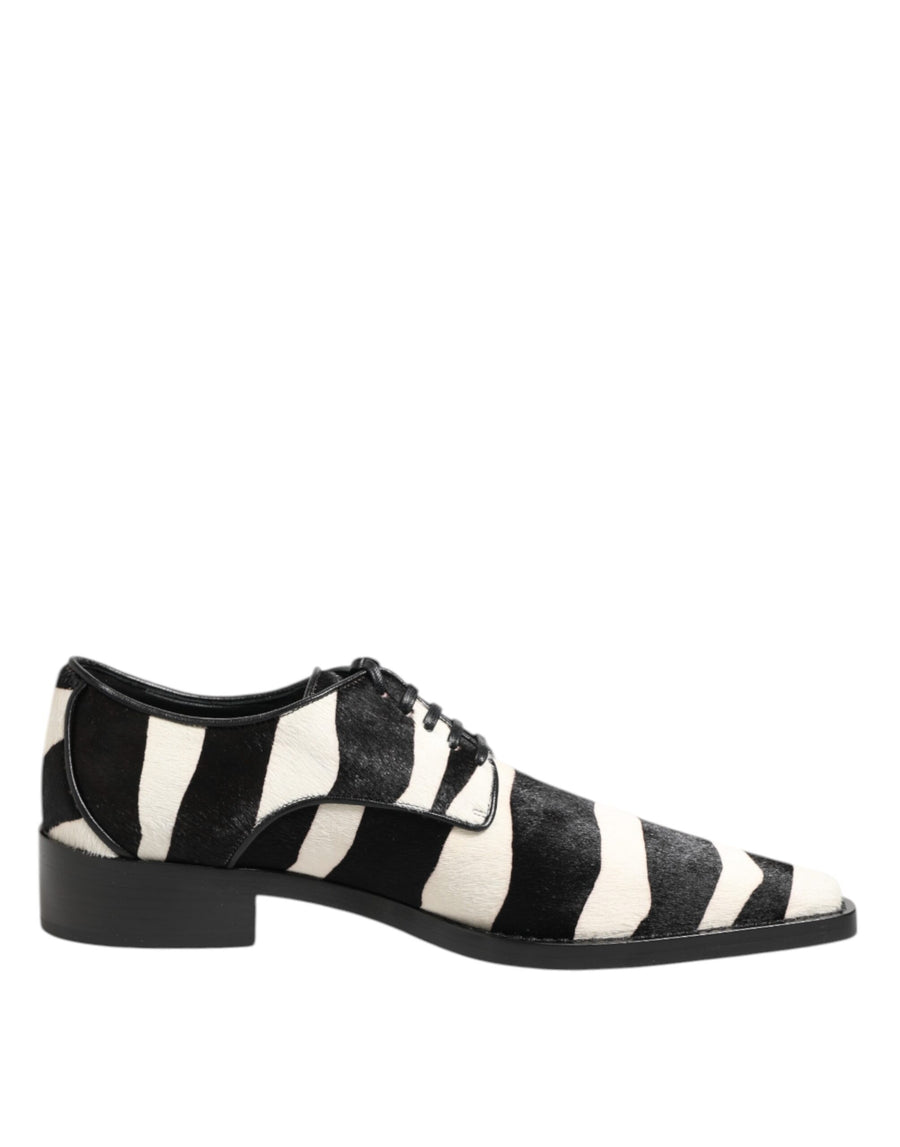 Dolce & Gabbana Black White Zebra Pony Hair Dress Shoes