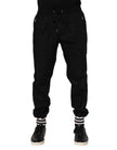 Dolce & Gabbana Schwarze Baumwoll-Jogginghose für Herren mit Logo-Tape