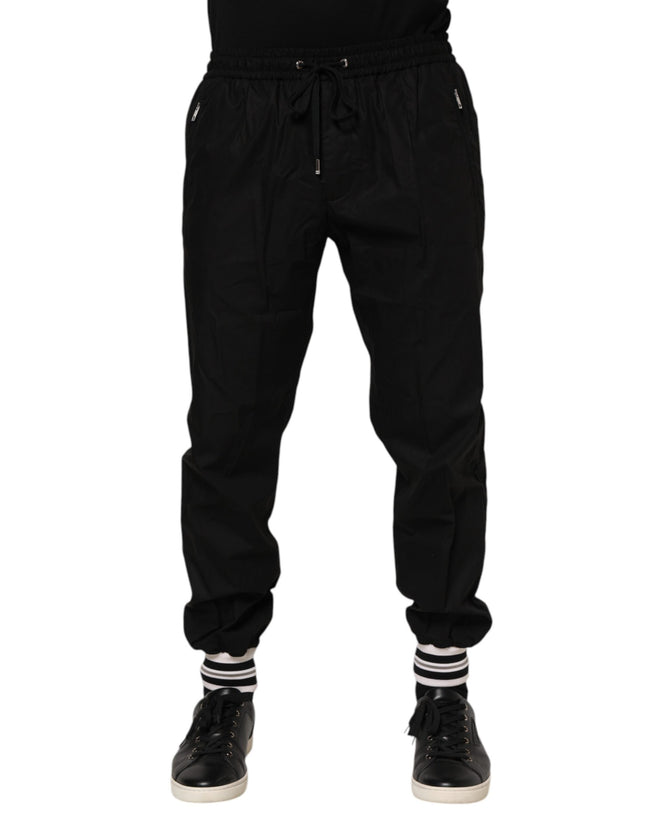 Dolce & Gabbana Schwarze Herren-Jogginghose mit Baumwoll-Logo-Tape