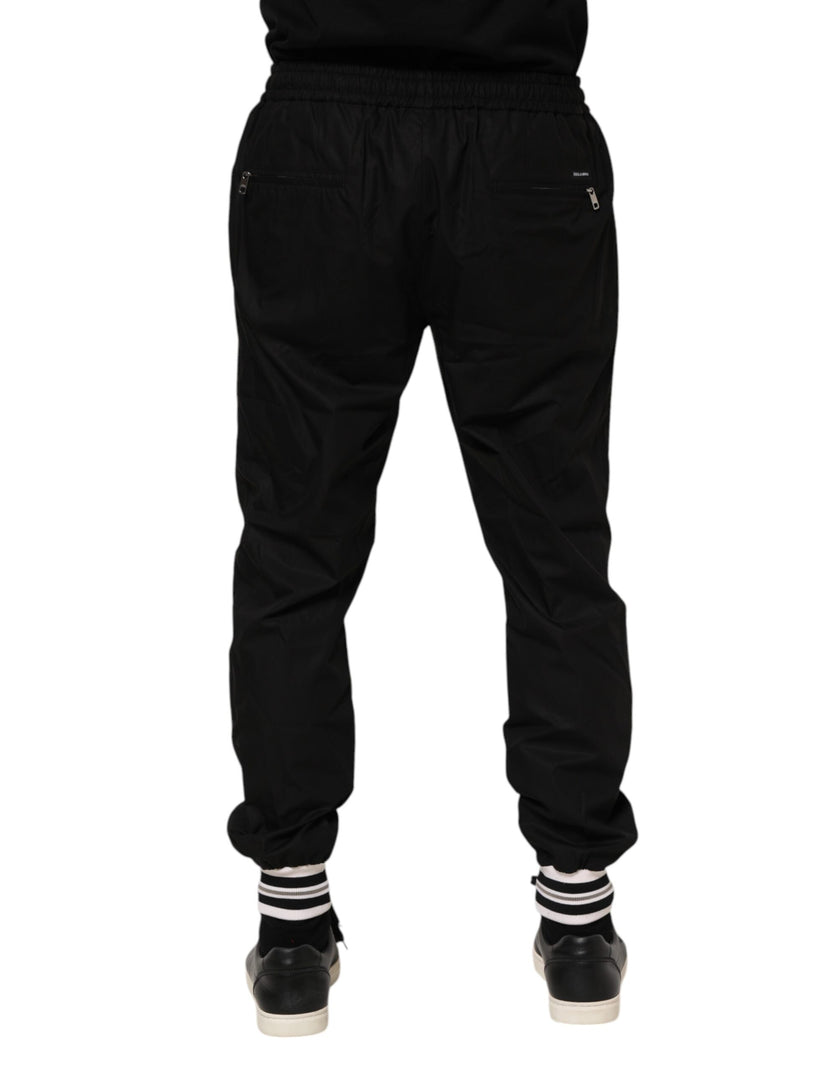 Dolce & Gabbana Schwarze Baumwoll-Jogginghose für Herren mit Logo-Tape