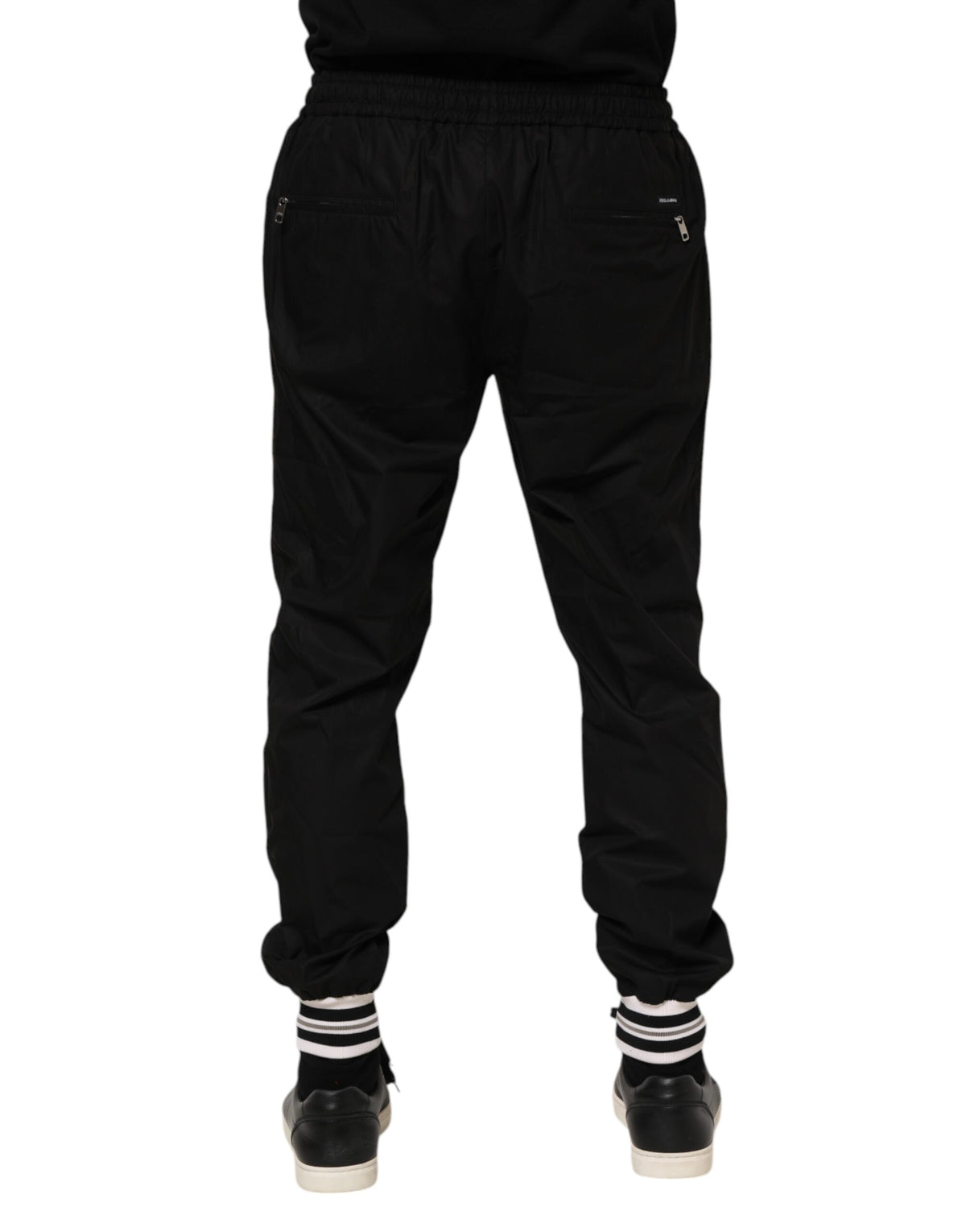 Dolce & Gabbana Black Cotton Logo-Tape Men's Jogger Pants