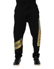 Dolce & Gabbana Schwarze Herren-Jogginghose mit Baumwoll-Logo-Tape