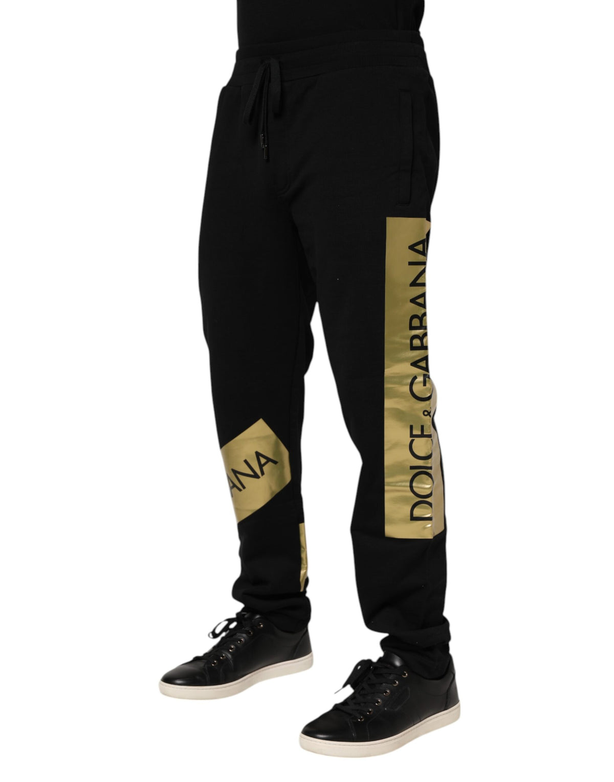 Dolce & Gabbana Black Cotton Logo-Tape Men's Jogger Pants