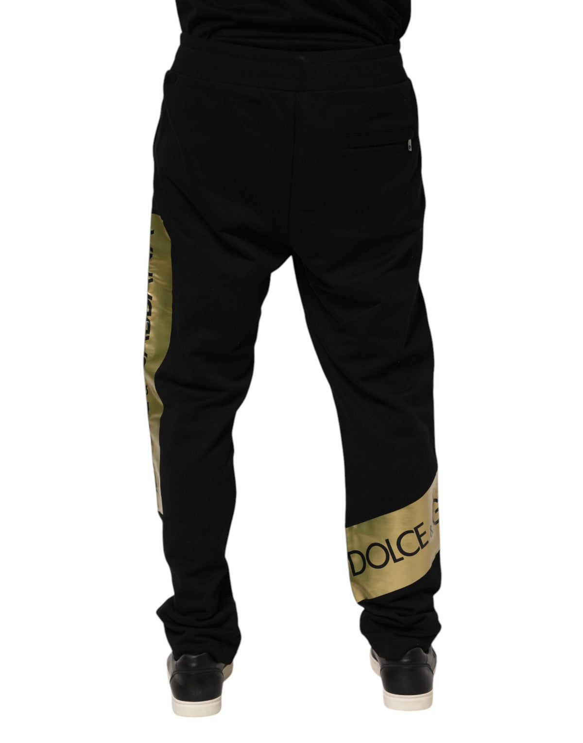 Dolce & Gabbana Black Cotton Logo-Tape Men's Jogger Pants