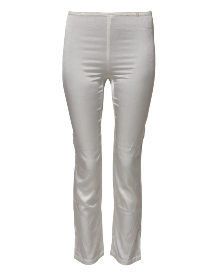 Dolce & Gabbana Ivory High-Rise Tapered Silk Trousers