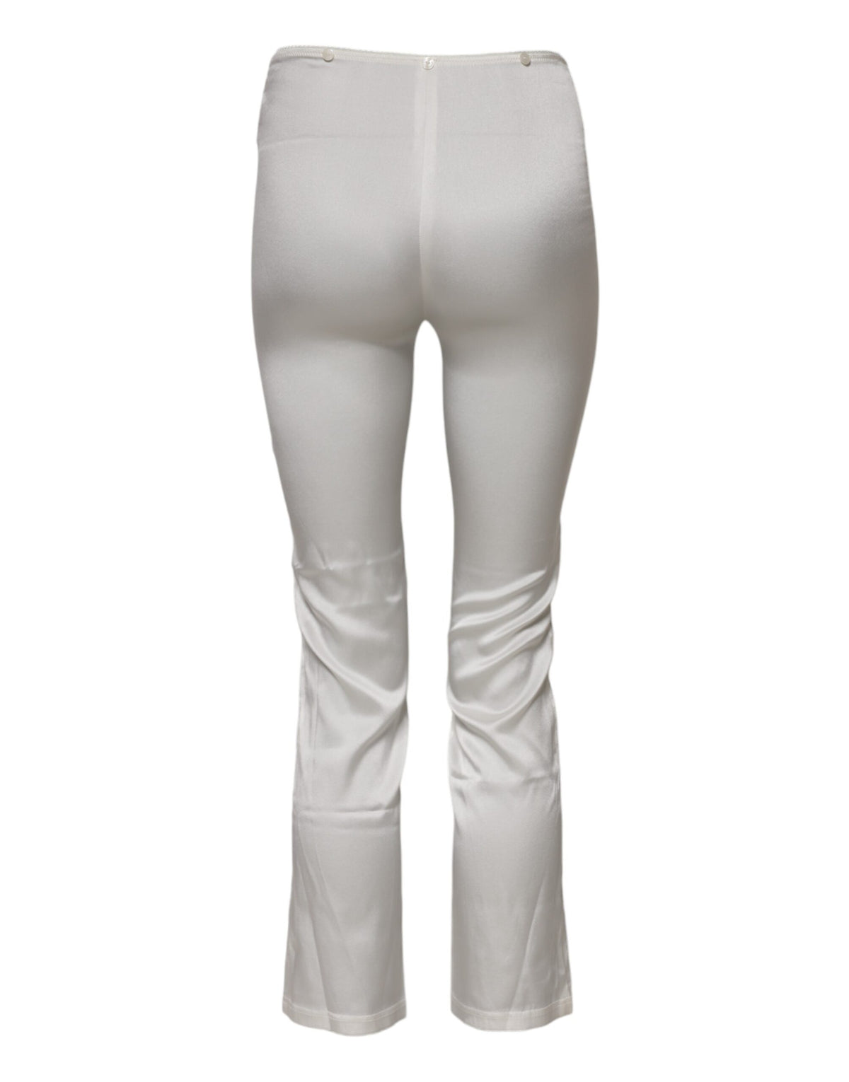 Dolce & Gabbana Ivory High-Rise Tapered Silk Trousers