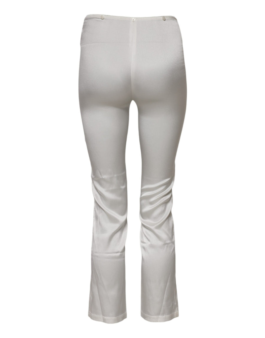 Dolce & Gabbana Ivory High-Rise Tapered Silk Trousers