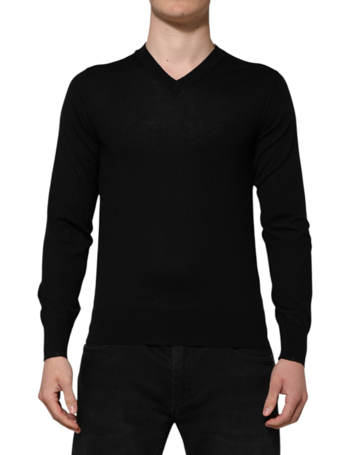 Dolce & Gabbana Dark Grey Sweater with Embroidered Logo