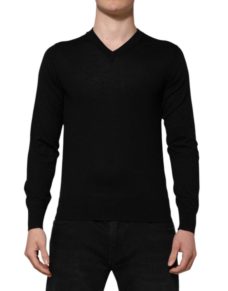 Dolce & Gabbana Dark Grey Sweater with Embroidered Logo