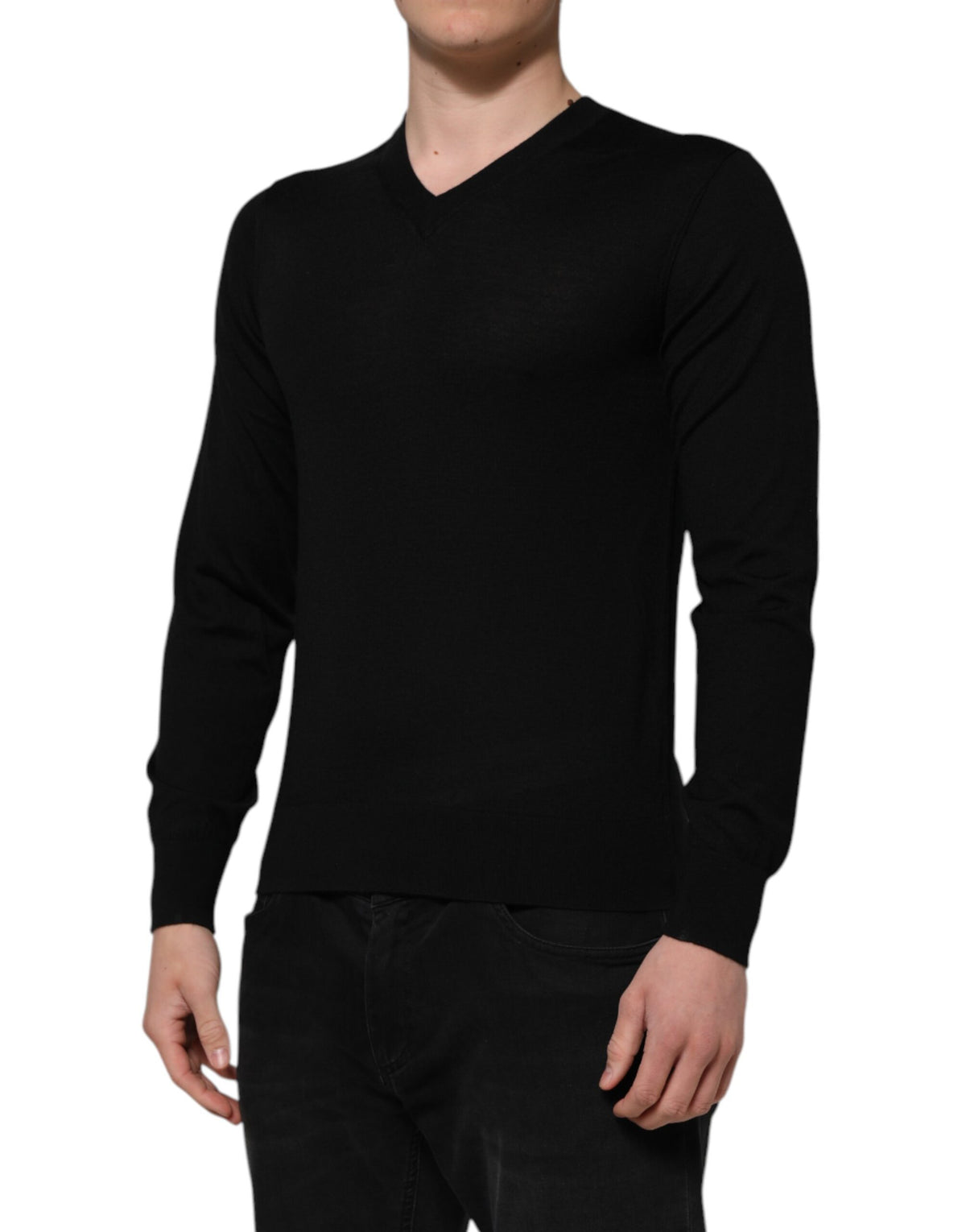 Dolce & Gabbana Dark Grey Sweater with Embroidered Logo