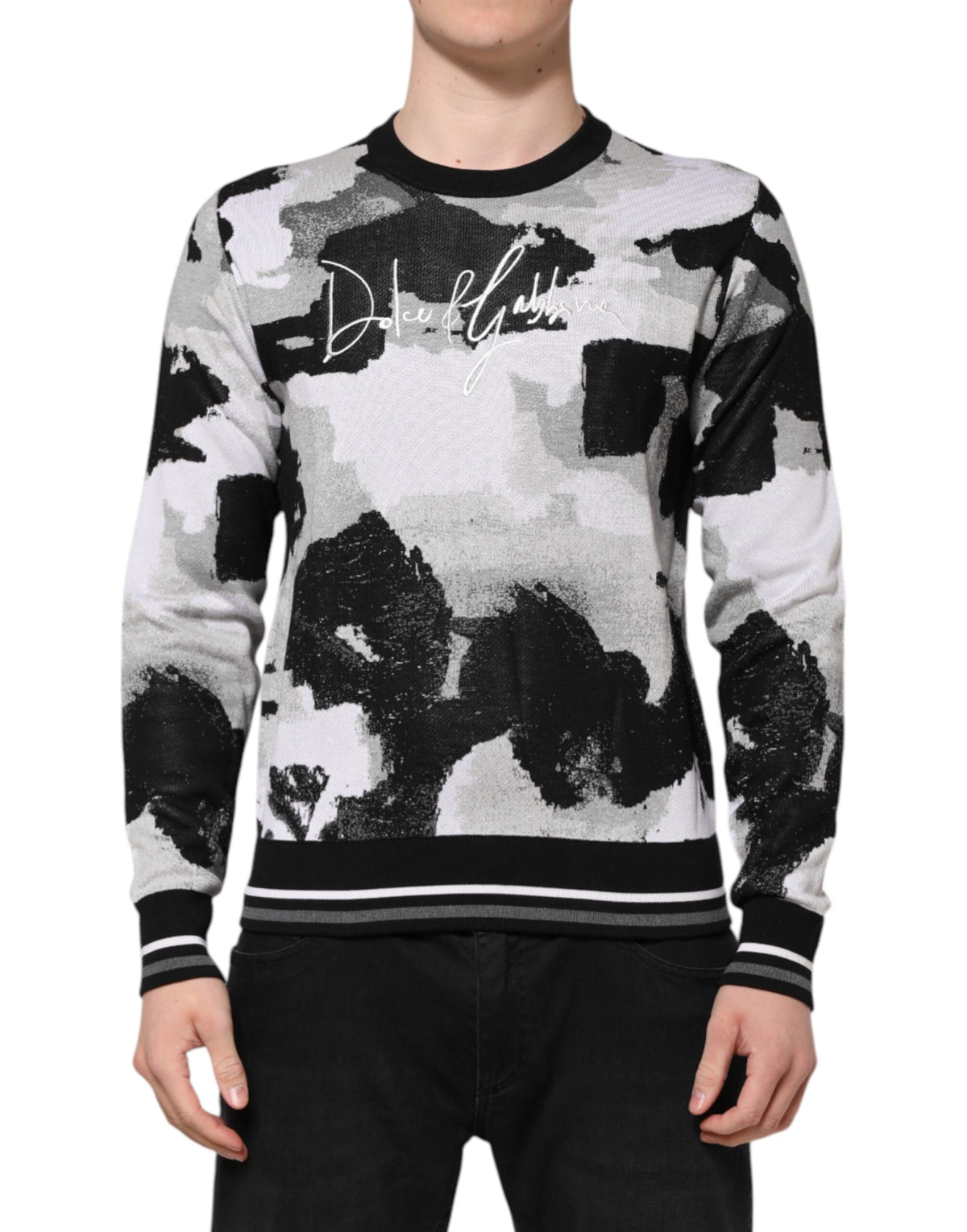 Dolce & Gabbana Multicolor Silk Camouflage Sweater