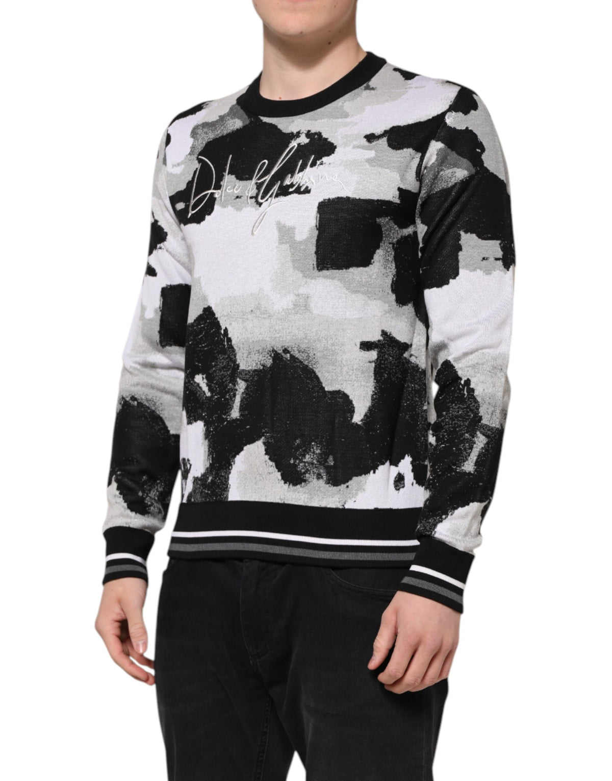 Dolce & Gabbana Multicolor Silk Camouflage Sweater