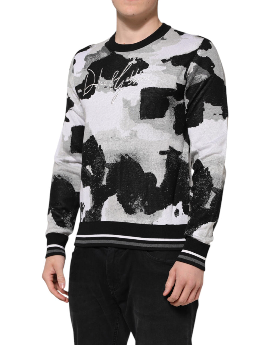 Dolce & Gabbana Multicolor Silk Camouflage Sweater
