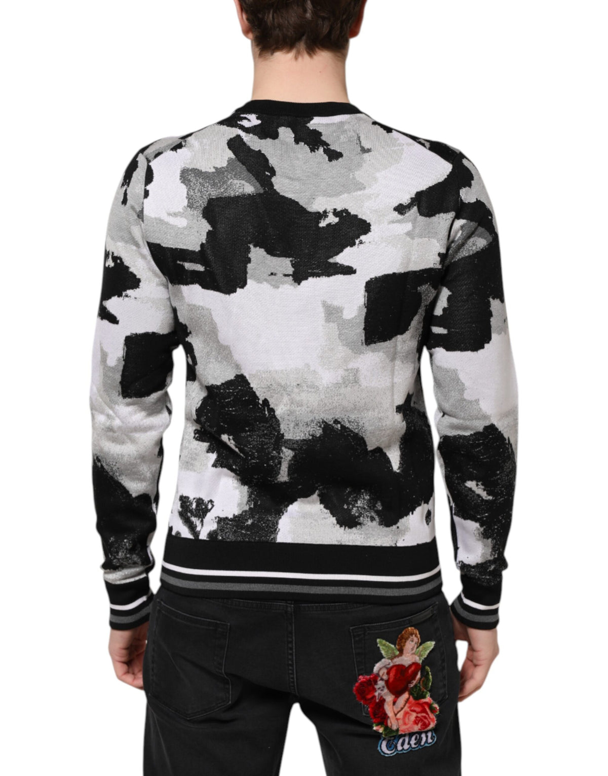 Dolce & Gabbana Multicolor Silk Camouflage Sweater
