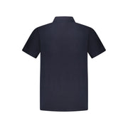 Hugo Boss blaues Baumwoll-Poloshirt mit kurzärmeligem Design und Logo