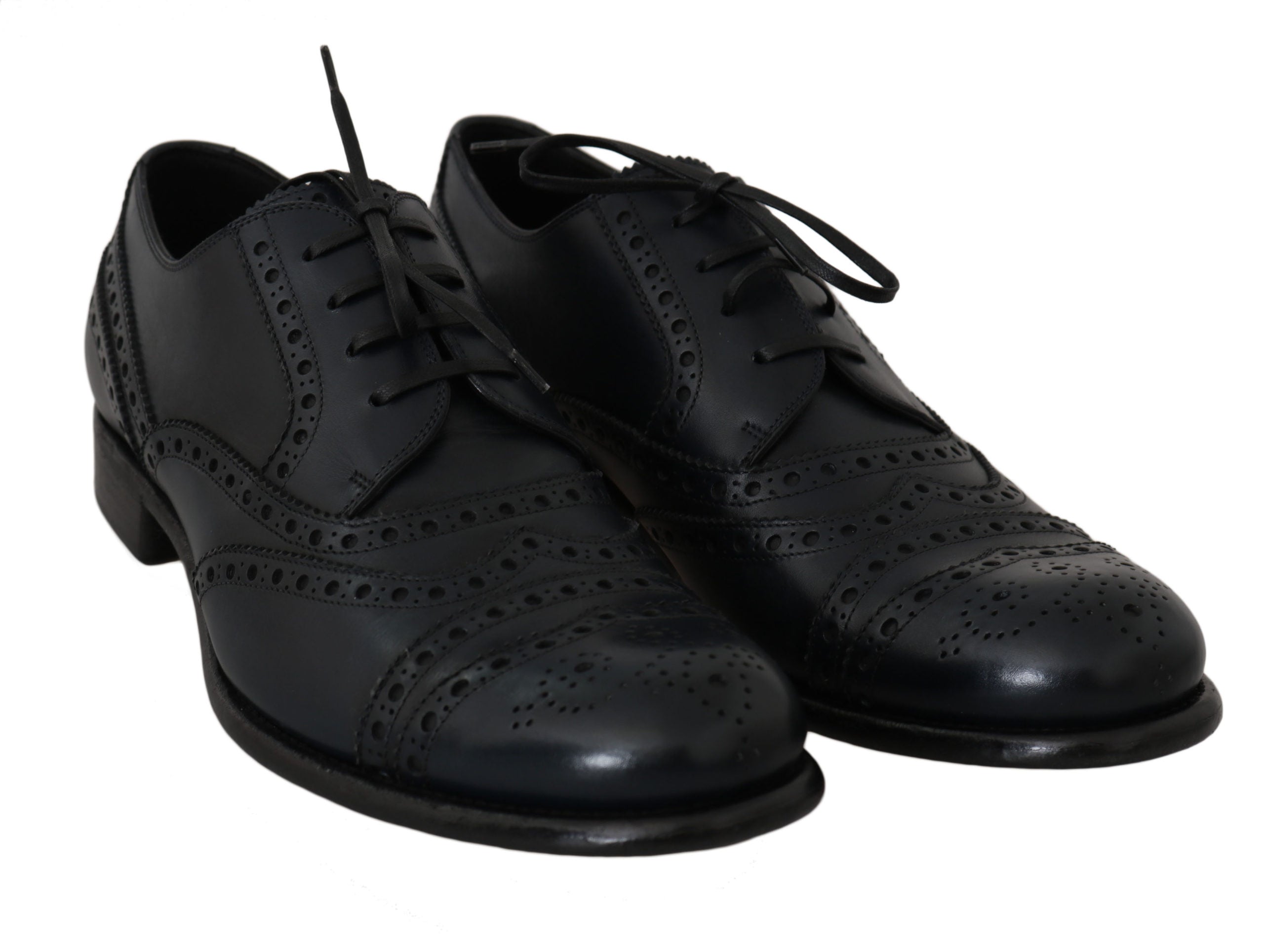 Dolce & Gabbana Dunkelblaue Leder Wingtip Oxford Business Schuhe