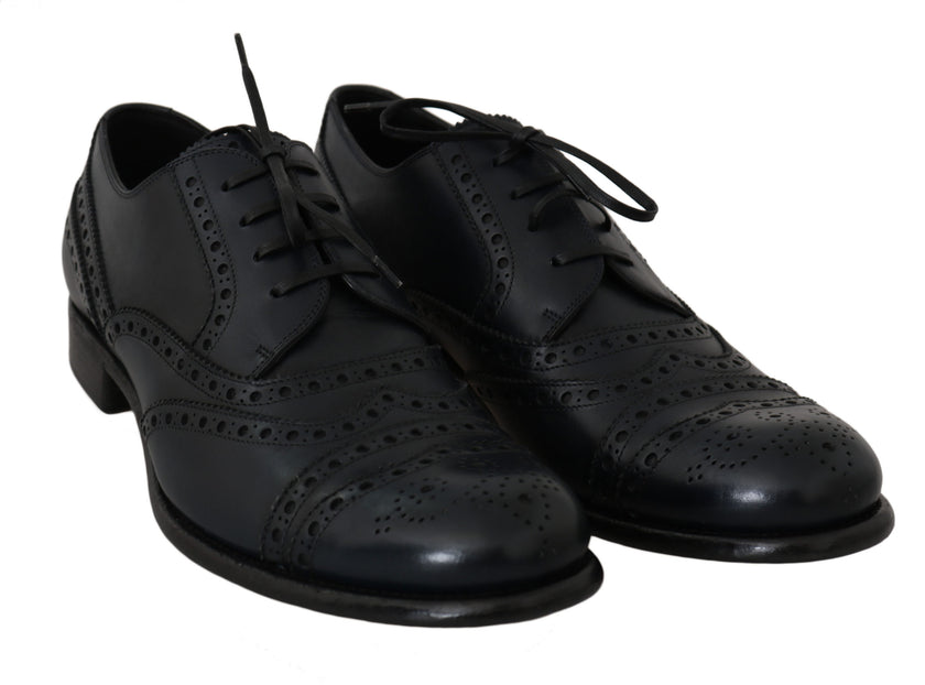 Dolce & Gabbana Dunkelblaue Leder Wingtip Oxford Business Schuhe