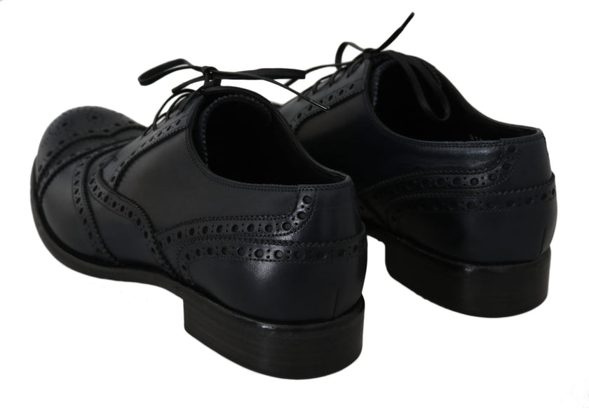 Dolce & Gabbana Dunkelblaue Leder Wingtip Oxford Business Schuhe