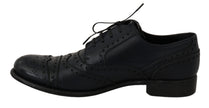 Dolce & Gabbana Dunkelblaue Leder Wingtip Oxford Business Schuhe