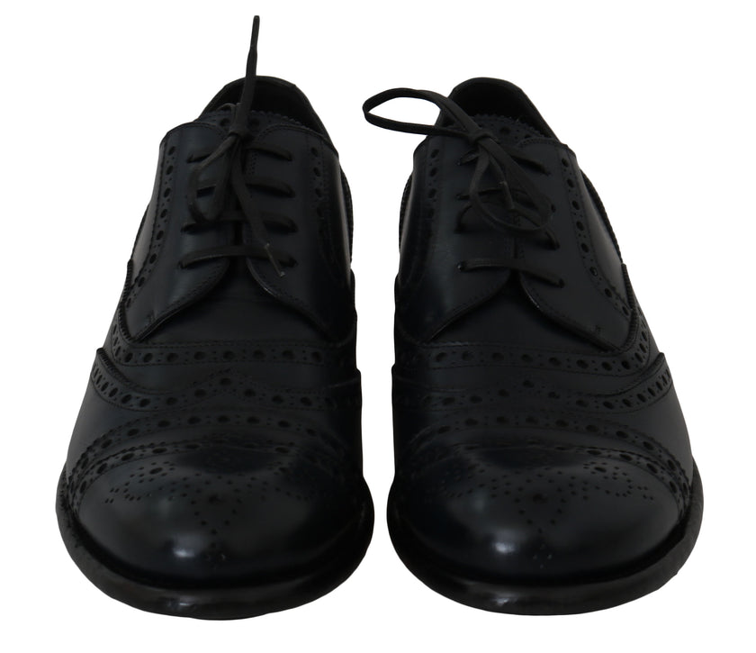 Dolce & Gabbana Dunkelblaue Leder Wingtip Oxford Business Schuhe