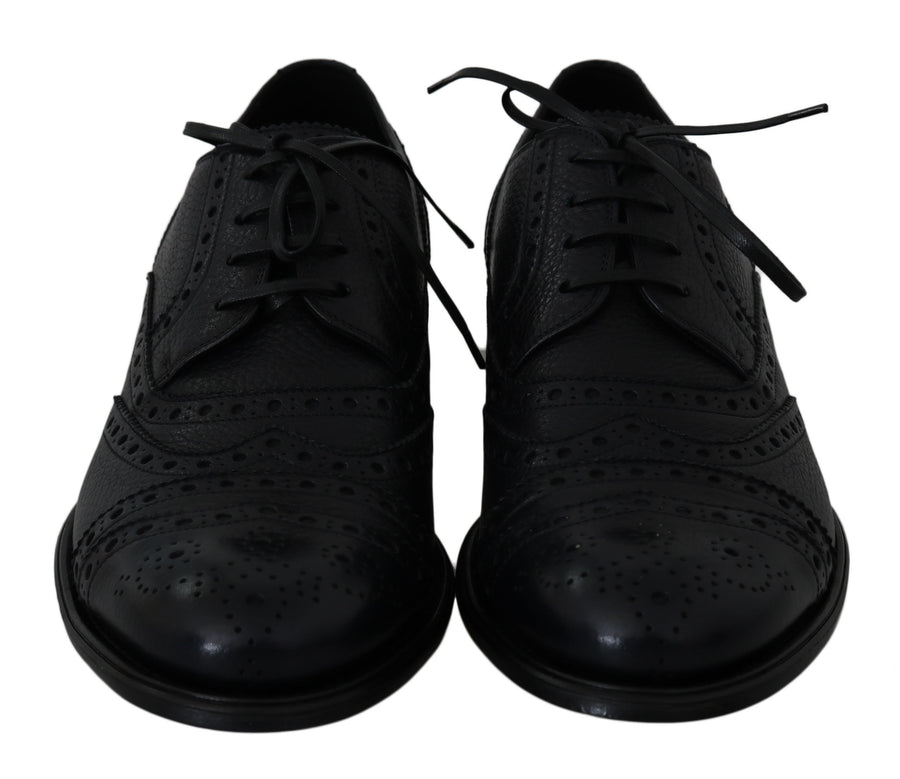 Dolce & Gabbana Blue Leather Wingtip Oxford Dress Shoes