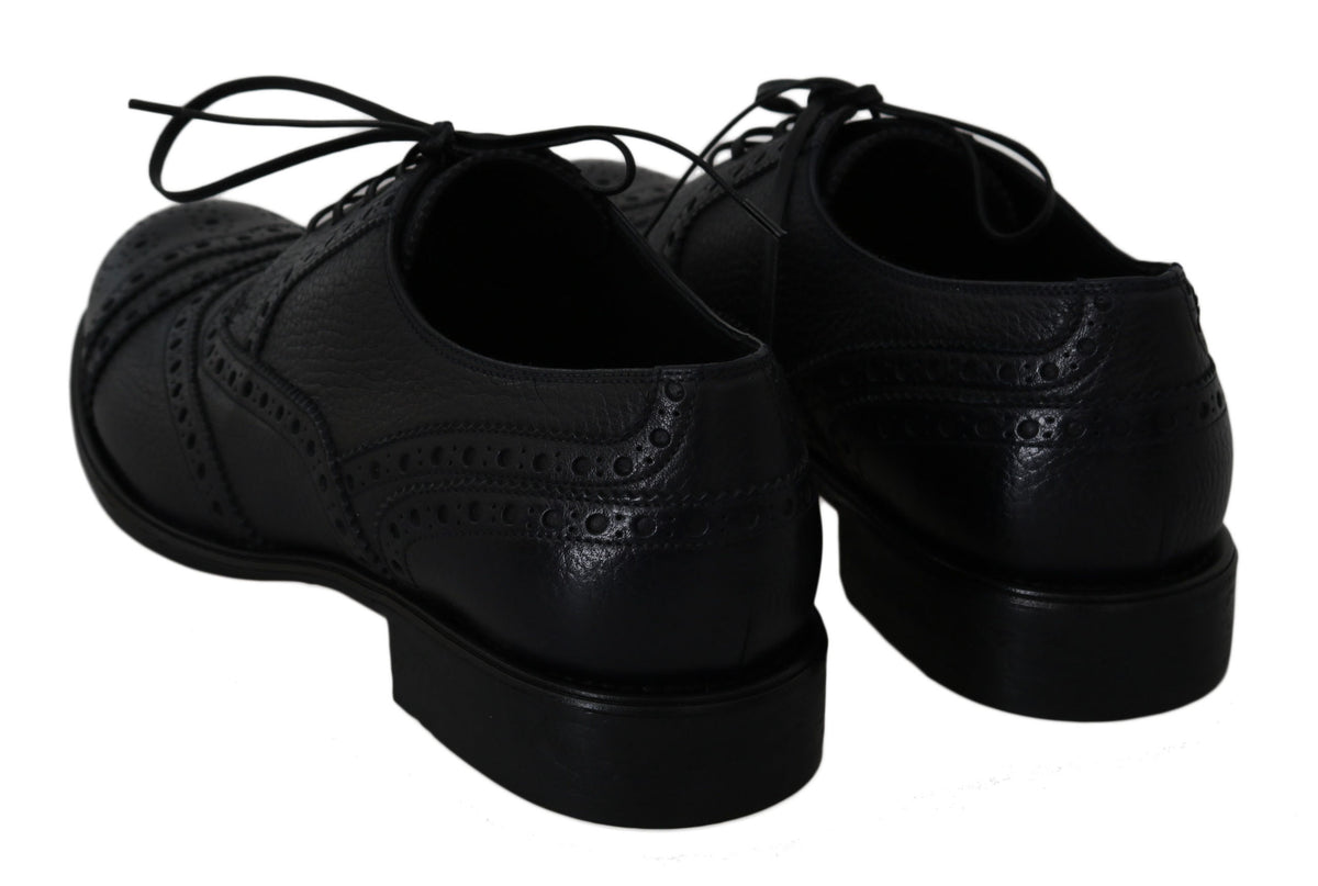 Dolce & Gabbana Blue Leather Wingtip Oxford Dress Shoes