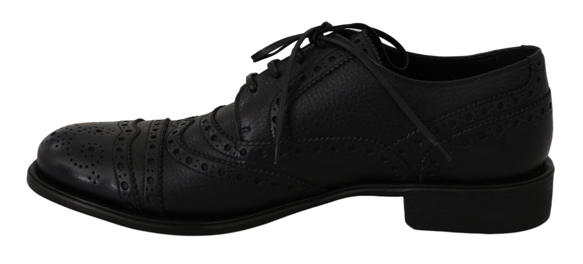 Dolce & Gabbana Blue Leather Wingtip Oxford Dress Shoes