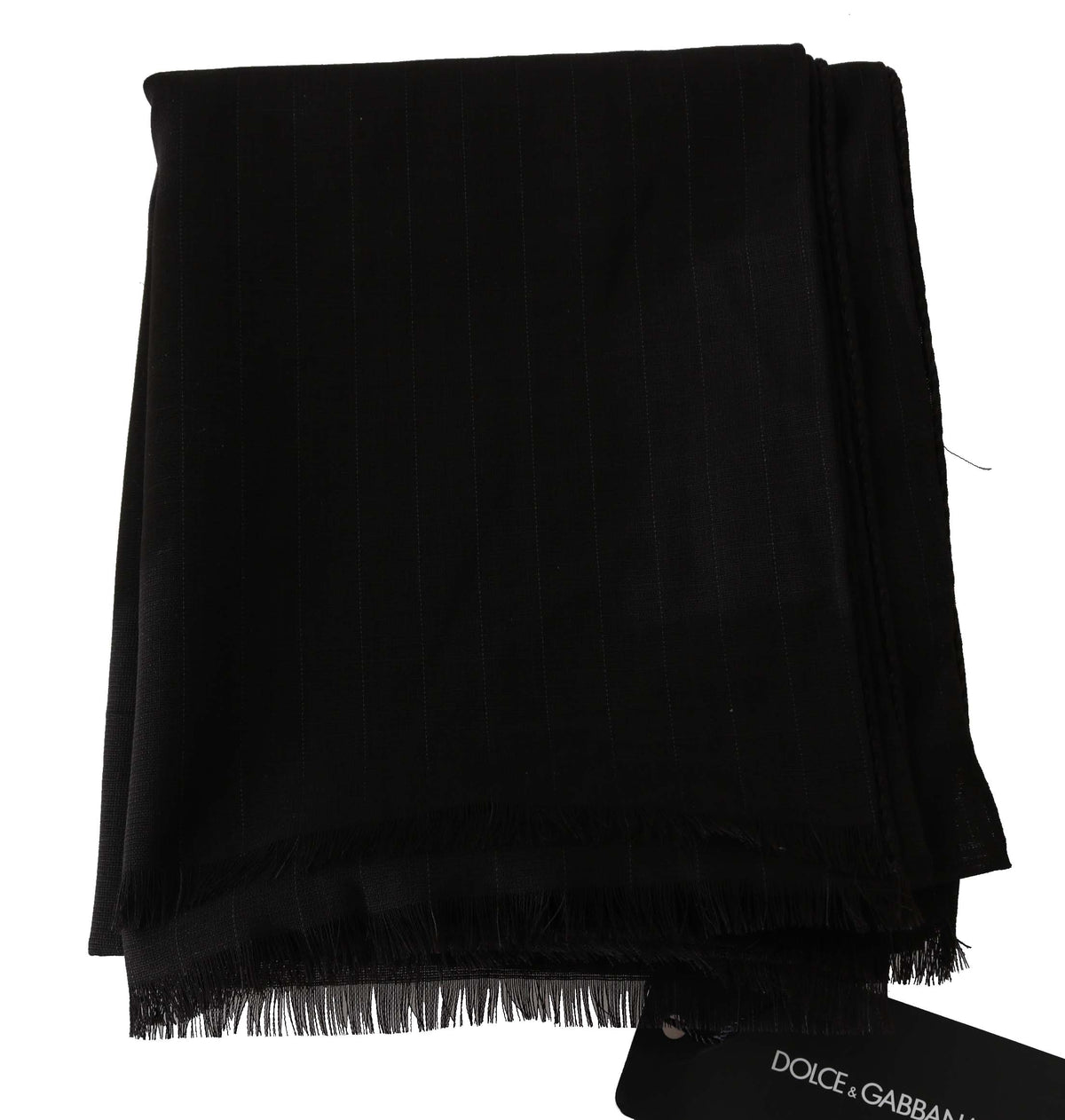 Dolce & Gabbana Dark grey pure wool striped scarf