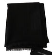 Dolce & Gabbana Dark grey pure wool scarf with striped pattern