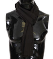 Dolce & Gabbana Dark grey pure wool scarf with striped pattern