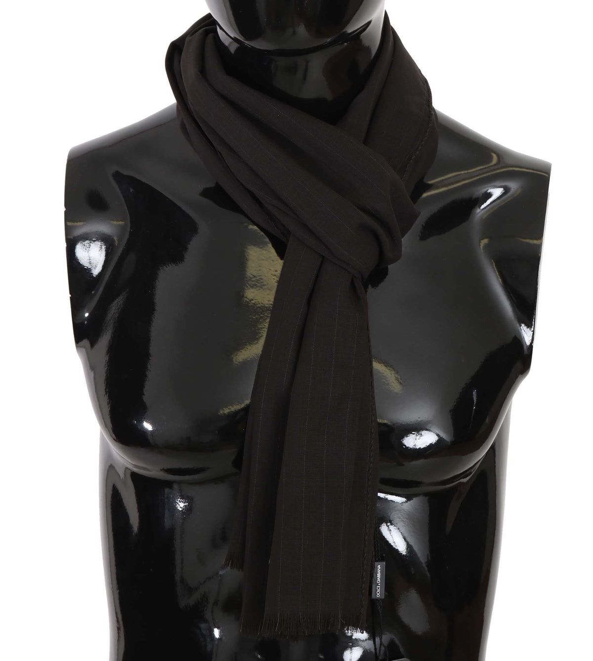 Dolce & Gabbana Dark grey pure wool striped scarf