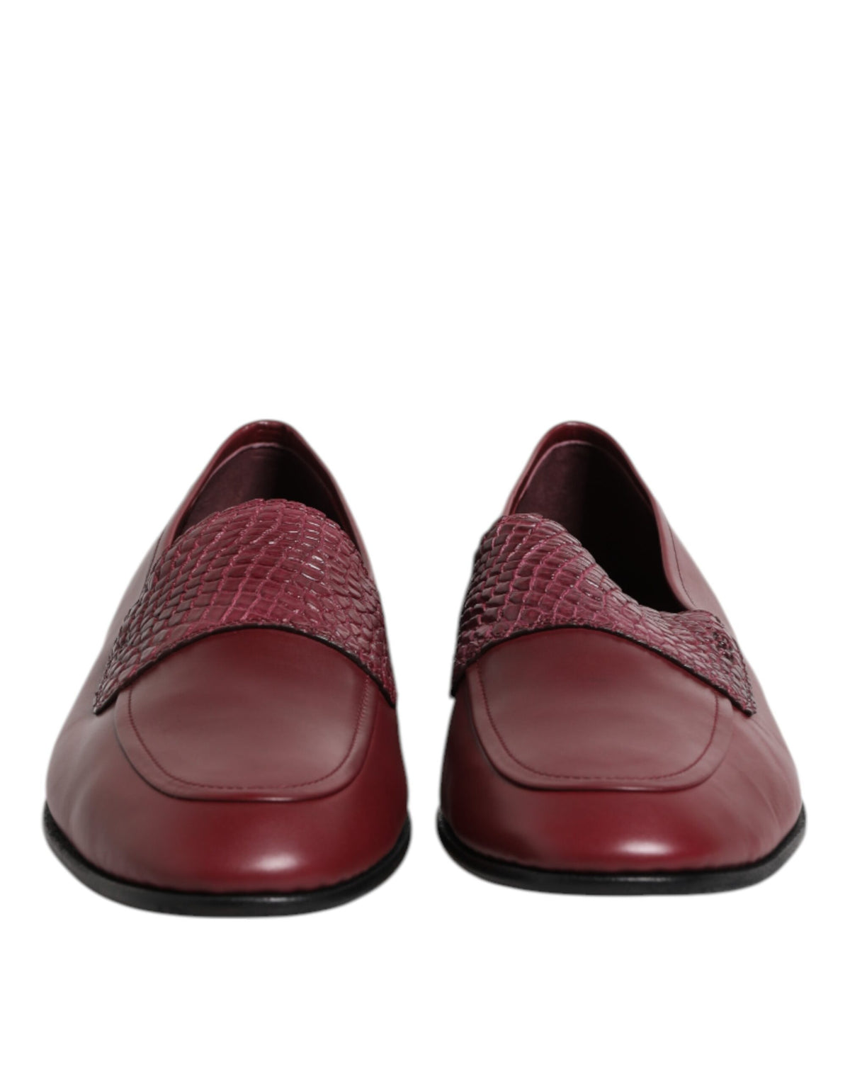 Dolce & Gabbana Burgundy Calfskin Formal Slippers