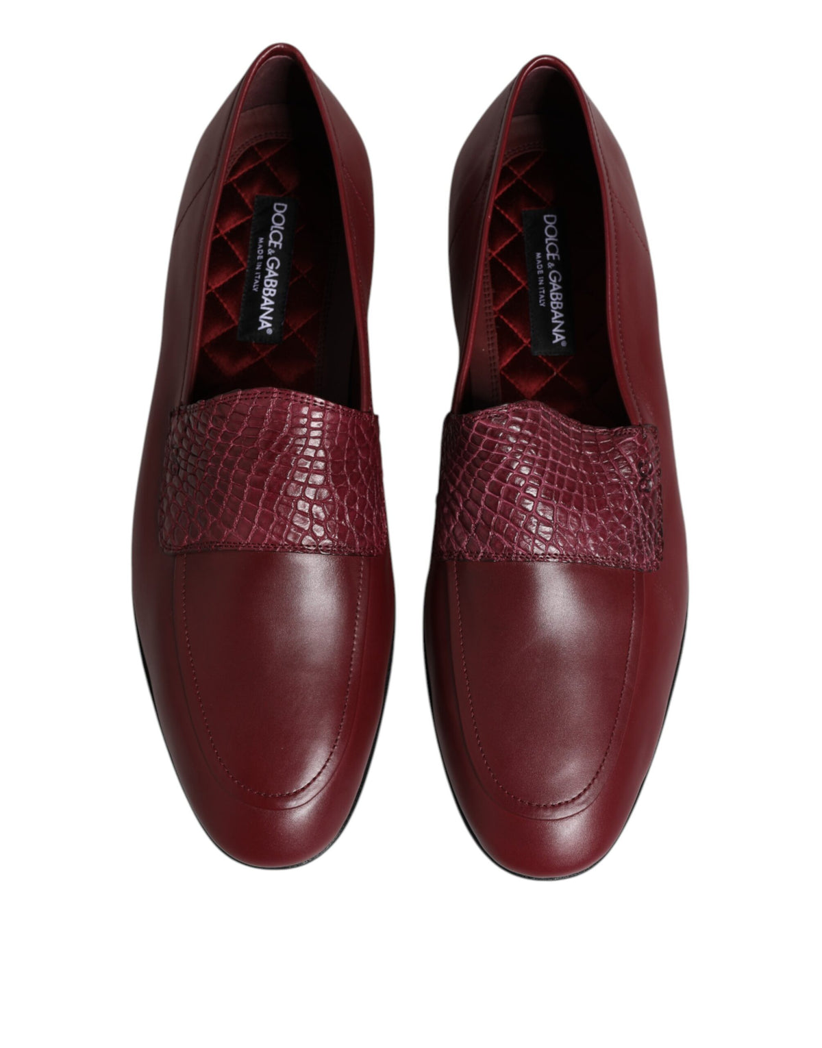Dolce & Gabbana Burgundy Calfskin Formal Slippers