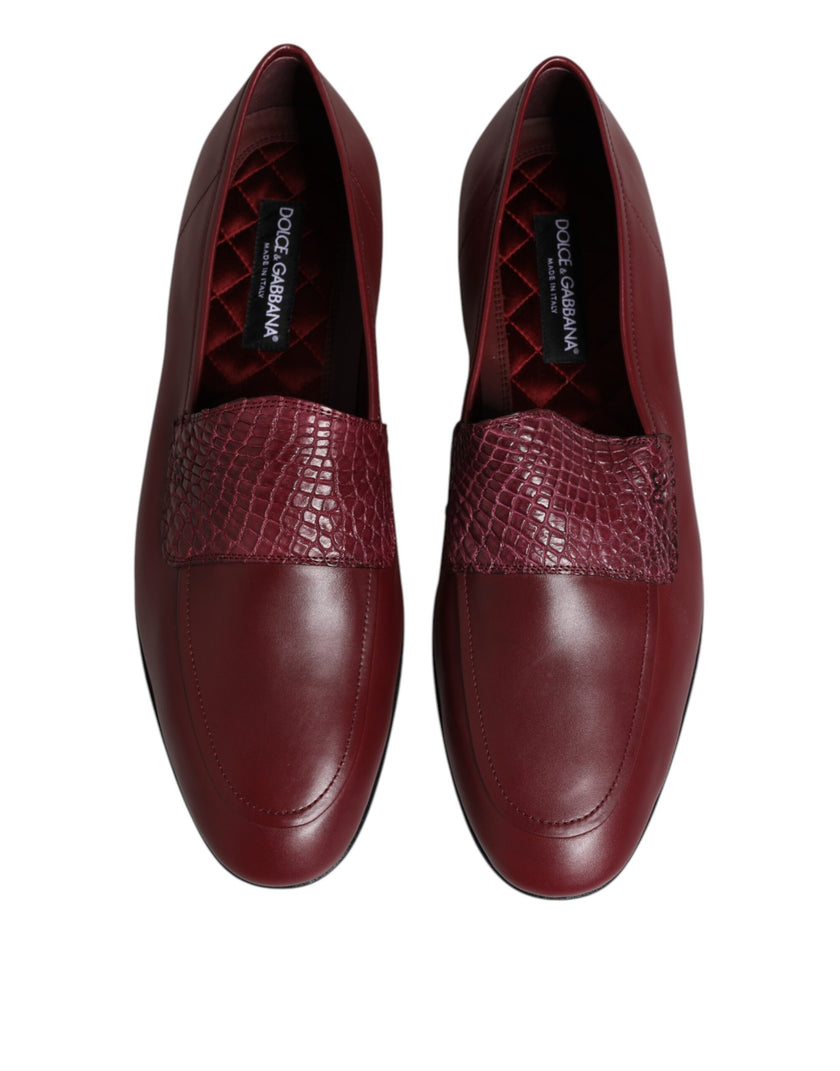 Dolce & Gabbana Burgundy Calfskin Formal Slippers
