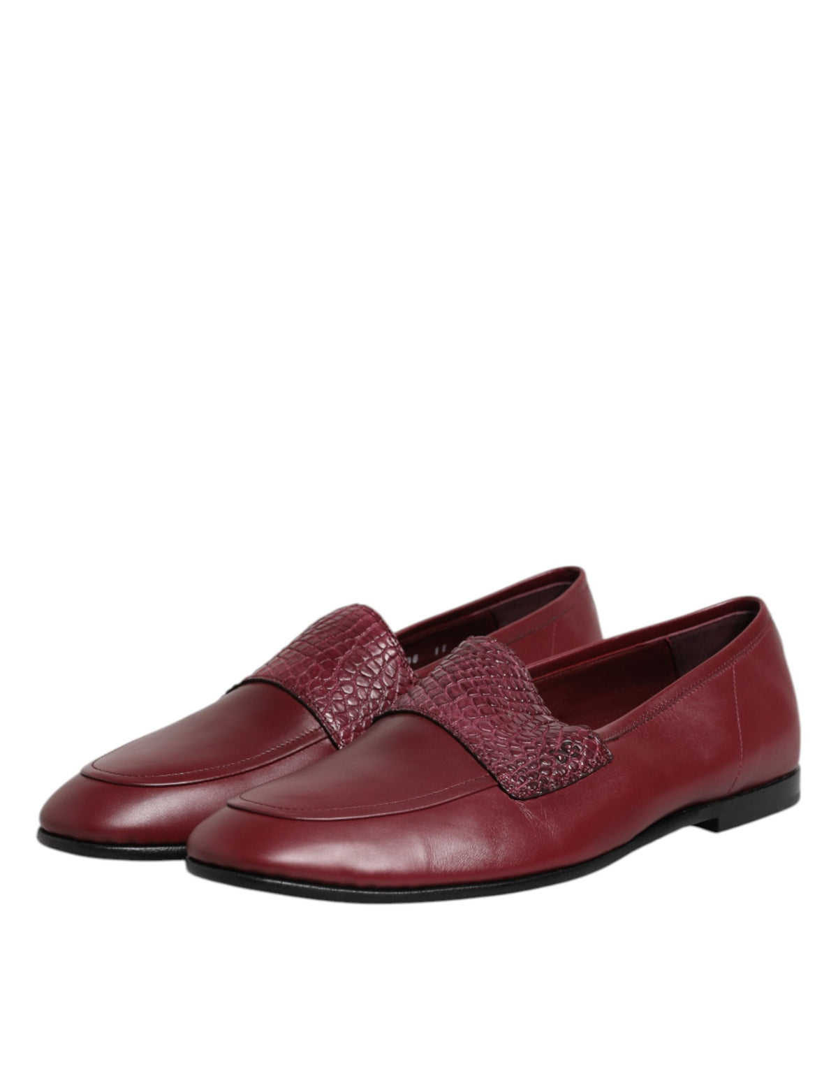 Dolce & Gabbana Burgundy Calfskin Formal Slippers