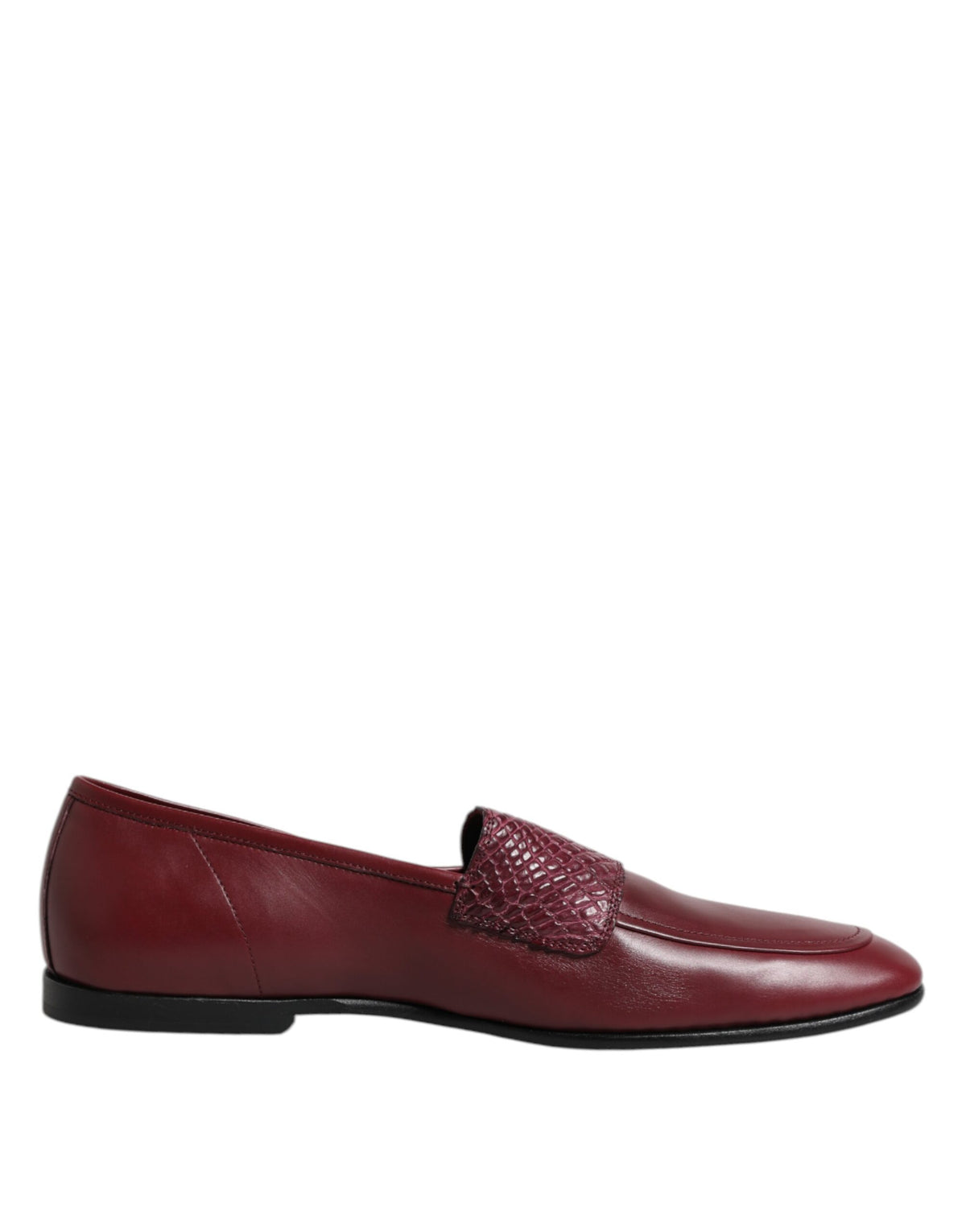 Dolce & Gabbana Burgundy Calfskin Formal Slippers