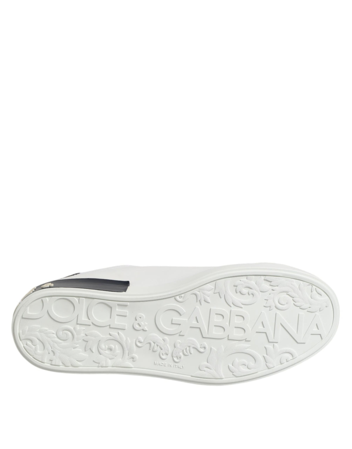 Dolce & Gabbana White Black Leather Portofino Sneakers Shoes