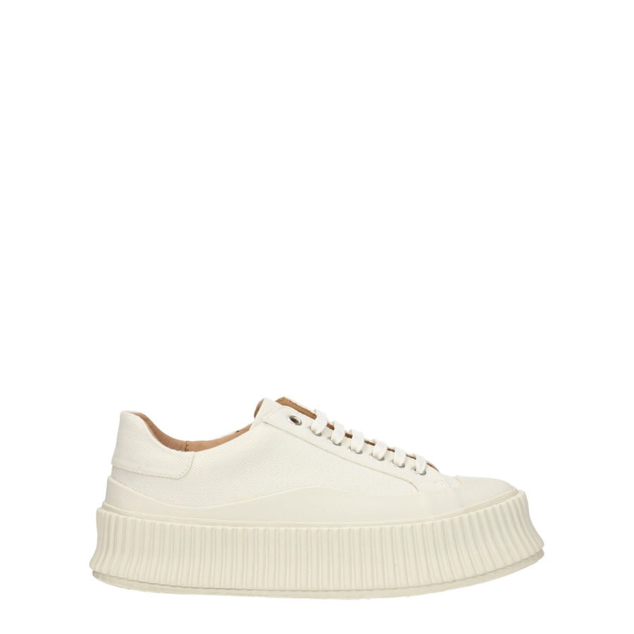 Jil Sander White Canvas Platform Sneakers